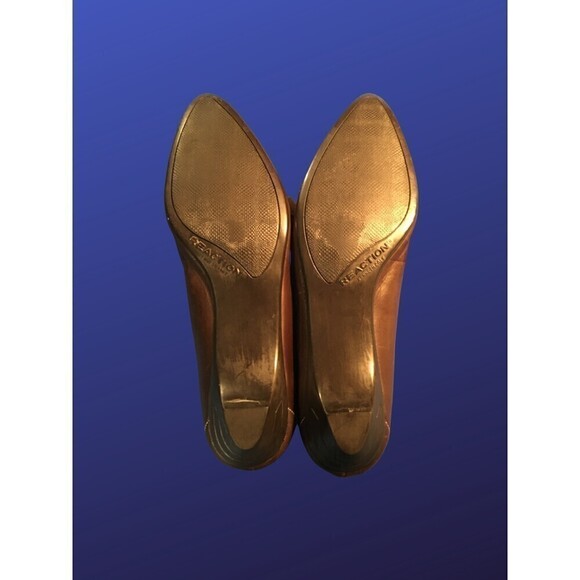 KENNETH COLE REACTION Pointed Toe Dress Flats W/Ribbon, Brown/Yellow, 11, NWOB - Picture 7 of 8